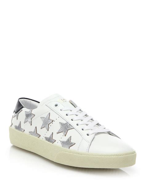 ysl lenny sneakers in metallic leather